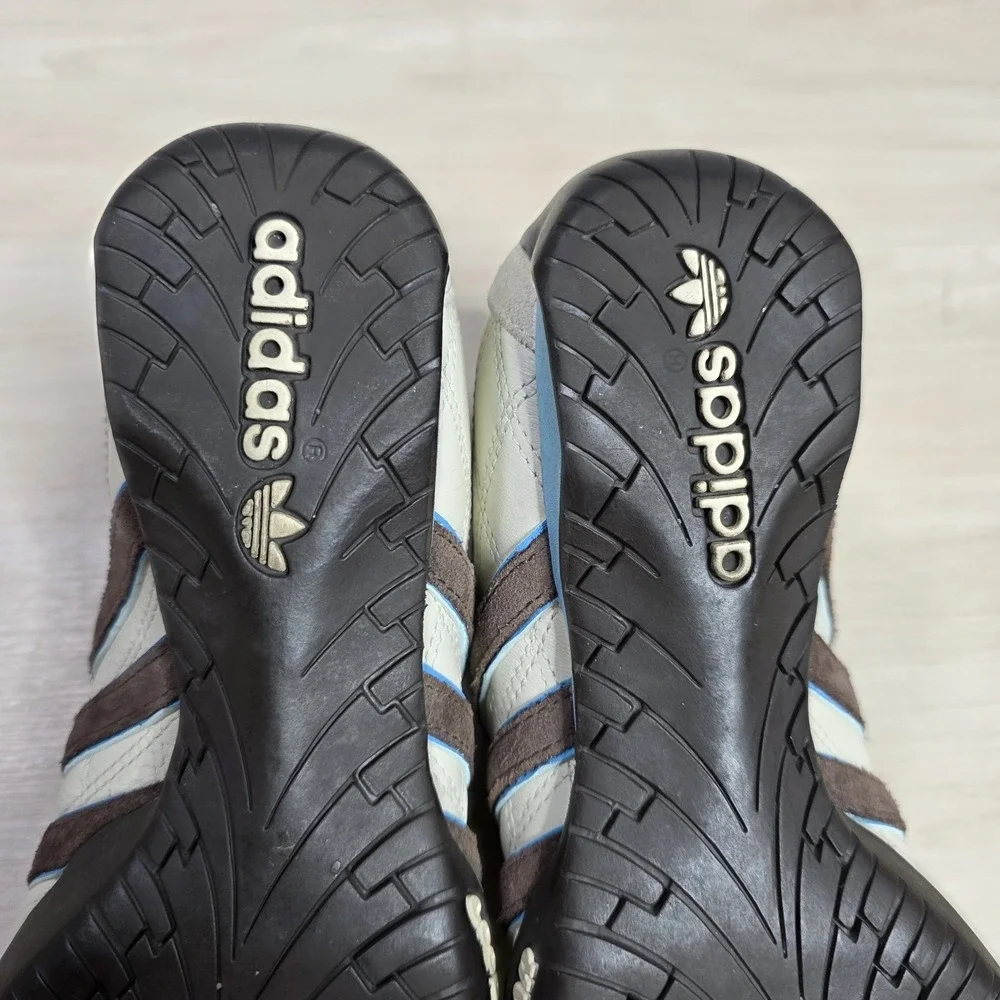 Adidas Tuscany Goodyear Racing Driving‎ Shoes White Blue Brown Stripe Size 6